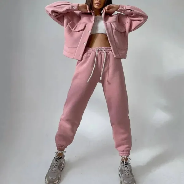 Fashion Two Piece Set Women Fall Clothing Casual Jacket Pants Suit Long Sleeve Jacket Jogger Matching 2 Piece Set - Image 6