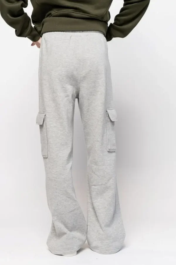 Women's High Quality Light Grey Wide-leg Cotton Workwear Sweatpants - Image 4