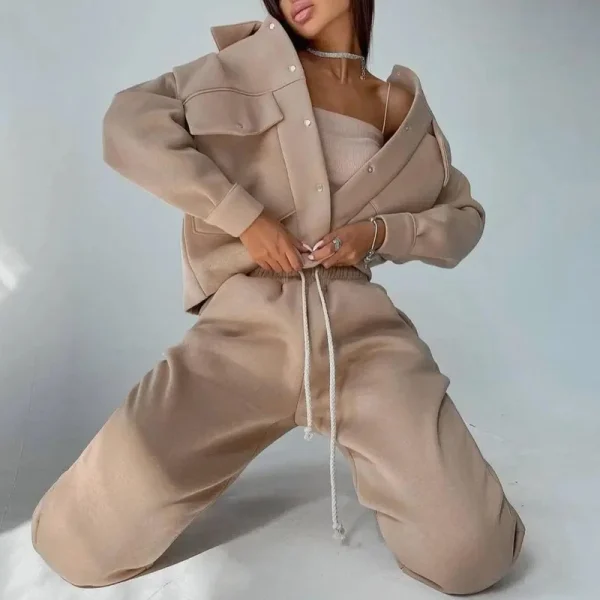 Fashion Two Piece Set Women Fall Clothing Casual Jacket Pants Suit Long Sleeve Jacket Jogger Matching 2 Piece Set
