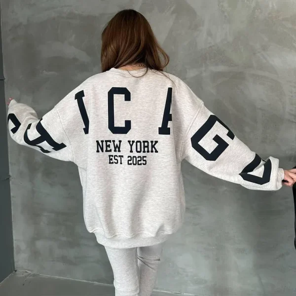 Long Sleeve Casual Loose Pullover Tops Y2K Streetwear Printed Oversized Crewneck Sweatshirts for Women - Image 3