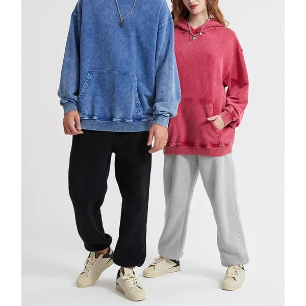 500gsm Heavy Plain Heavyweight Distress Oversized Blank Stone Acid Vintage Wash Hoodie Essentials Hoodie - Image 2