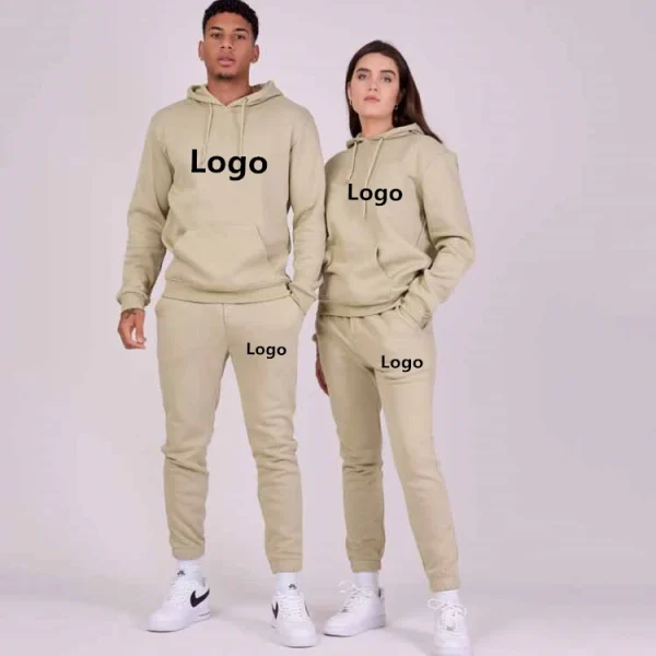 100% Cotton Fleece Jogging Track Sweat Suit Unisex Men Women Jogger Sweatsuit Tracksuit Sweatpants Hoodie Set With