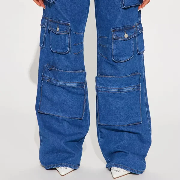 Fashion Mid Waist Casual Blue Women's Jeans Baggy Denim Jeans - Image 3