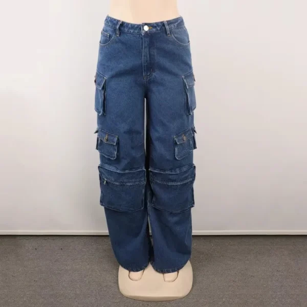 Fashion Mid Waist Casual Blue Women's Jeans Baggy Denim Jeans - Image 6