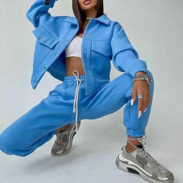 Fashion Two Piece Set Women Fall Clothing Casual Jacket Pants Suit Long Sleeve Jacket Jogger Matching 2 Piece Set - Image 4