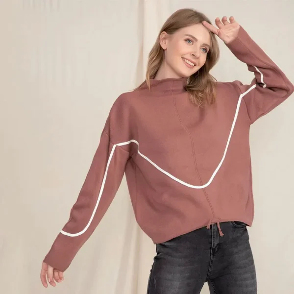 Cotton Women Oversized Mock Neck Sweatshirt Streetwear Y2K Casual Long Sleeve Pullover Tops