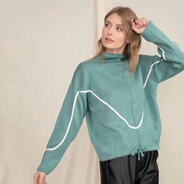 Cotton Women Oversized Mock Neck Sweatshirt Streetwear Y2K Casual Long Sleeve Pullover Tops - Image 3