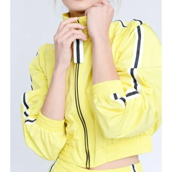 Coord Set Cropped Coat With Zippers and Shorts 2 Pieces Set for Women Windbreaker  Cropped Jacket Elastic Waistband Shorts - Image 2