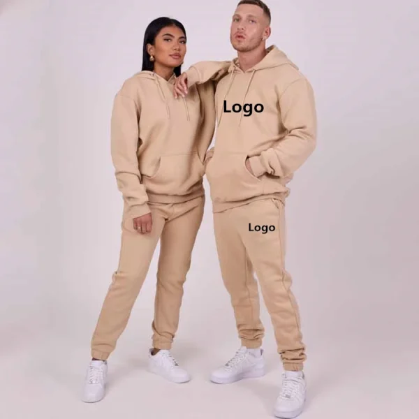 100% Cotton Fleece Jogging Track Sweat Suit Unisex Men Women Jogger Sweatsuit Tracksuit Sweatpants Hoodie Set With - Image 2