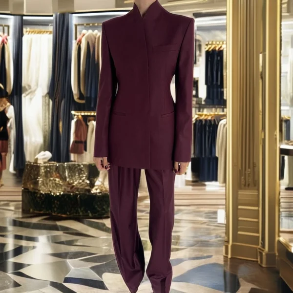 2025 Winter New Fashion Simple Style Boutique High-End Long Sleeved Pants Women's Set XL Size Solid Pocket Splicing - Image 3