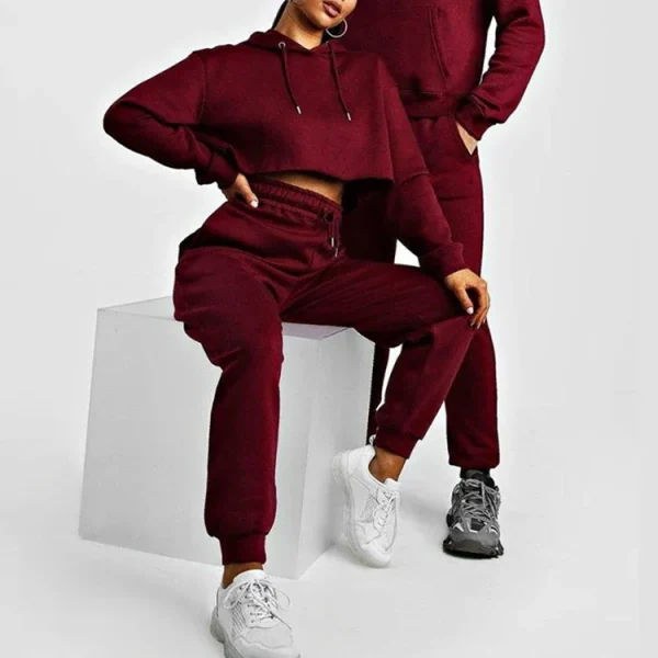 Unisex Sweat Suit Tracksuit Blank Cotton Fleece Men Women Sweatpants Jogger and Hoodie Two Piece Set - Image 3