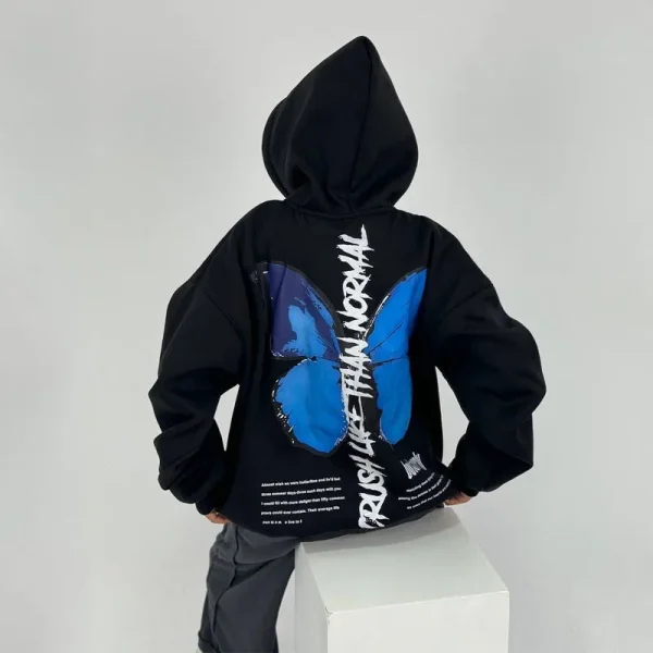 High Quality Women's Graphic Screen Printing Black Oversized Hoodie Drop Shoulder Heavy Weight Pullover Sweatshirt