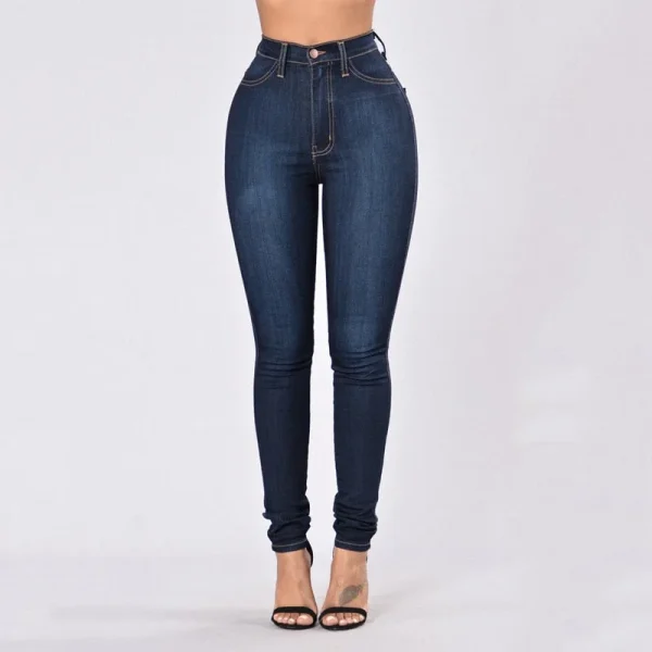 Hot Selling Plus Maxi Size High-elastic Classic Mid Rise Skinny Jeans Slim Denim Distressed Jeans - Image 5