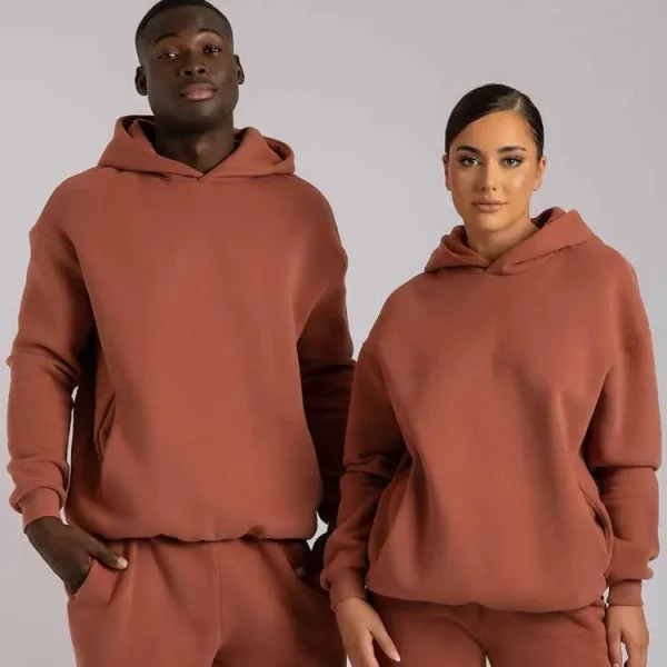 High Quality Unisex Sweatpants and Hoodie Set Women 100% Cotton Fleece Heavyweight Oversized Hoodies Jogger Matching - Image 4