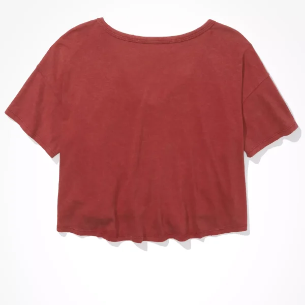 Women's Tee Boxy Fit Cropped T-shirt V-Neck Solid Color Sweatshirt Short Sleeve Tee for Women High Quality - Image 4