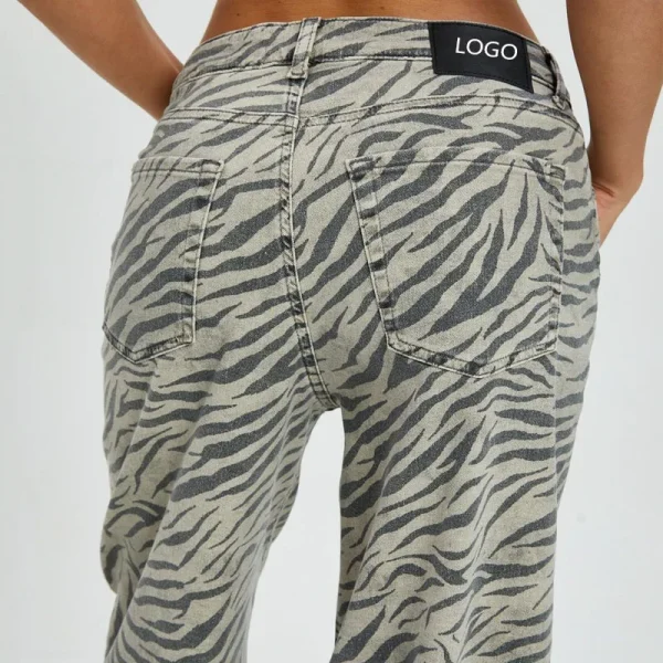 Streetwear Y2K Wide Leg Zebra Baggy Jeans Mujers Jeans High Waisted Loose Washed Denim Pants for Women - Image 5