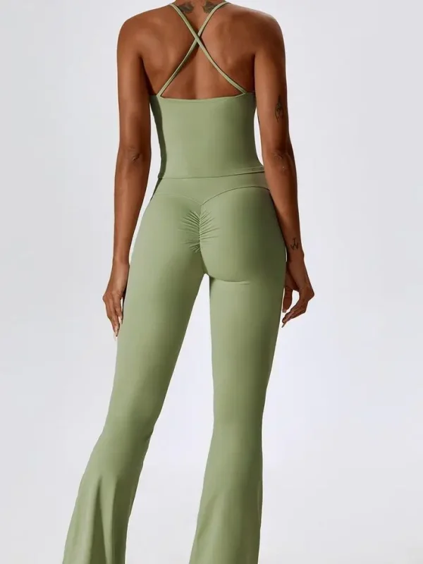 Women's High Quality Halter Neck Flared Yoga Jumpsuit - Image 2