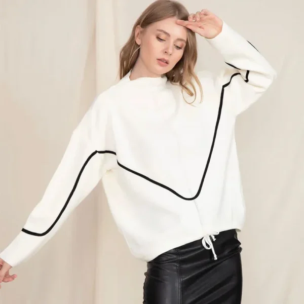 Cotton Women Oversized Mock Neck Sweatshirt Streetwear Y2K Casual Long Sleeve Pullover Tops - Image 5