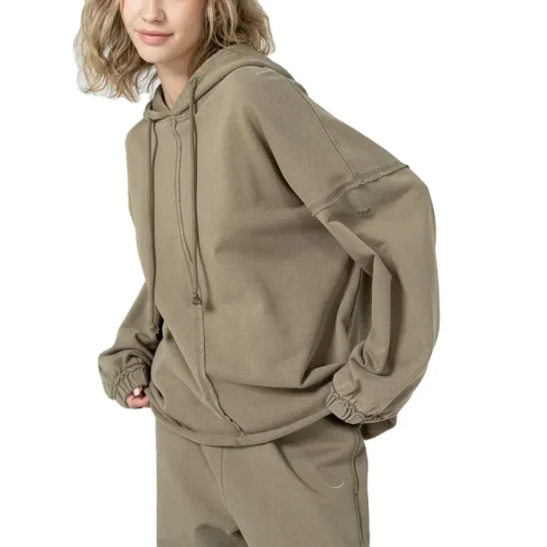 New Arrival Cotton Women Oversized Acid Washed Pullover Women Solid  Hoodie Soft Sweatshirt Women