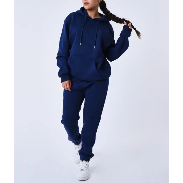 Jogging Wear Set Ladies Winter Fleece Tracksuit Sweatshirt and Jogger Two Pieces Set for Women - Image 4
