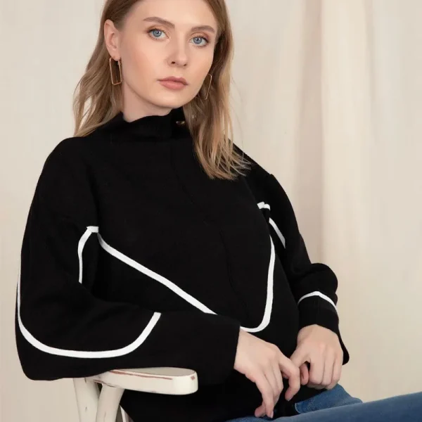 Cotton Women Oversized Mock Neck Sweatshirt Streetwear Y2K Casual Long Sleeve Pullover Tops - Image 4