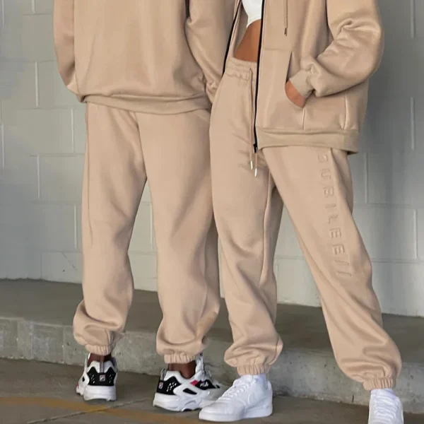 Men Women Oversized Joggers Set Unisex Sweatsuit Tracksuit Full Zip up Hoodies and Sweat Pants Set - Image 4