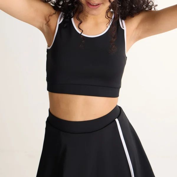 Women's Cropped Tank Top Solid Sleeveless Tops Black Active Vest Summer Contrast Running Vest for Women Training Tennis Wear - Image 2