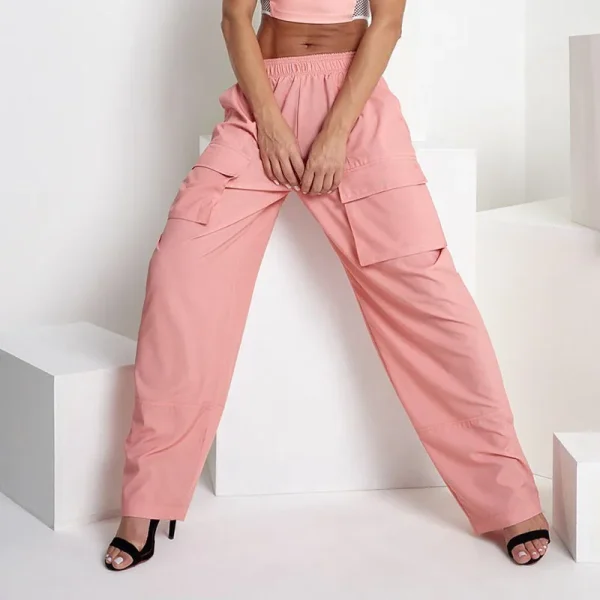 Women's High Waisted Cargo Pants Y2K Baggy High Waist Wide Leg Trousers with Pockets - Image 3