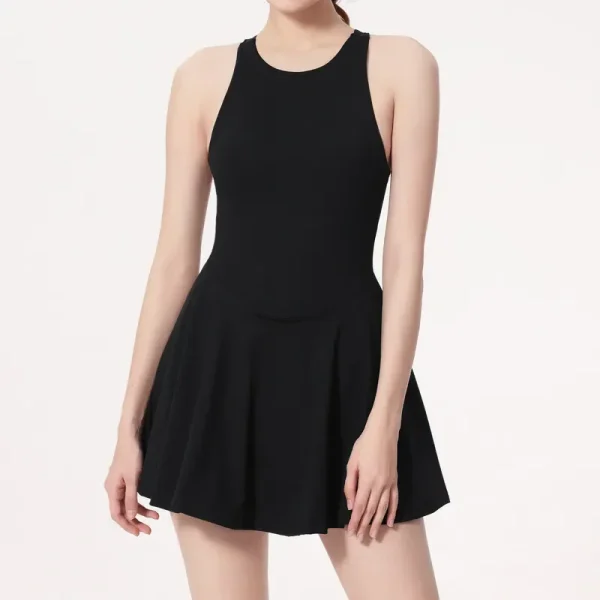 Dress Women Yoga Tennis Dress Outdoor Casual Sports Breathable Quick Dry Short Dress Skorts O-neck Romper - Image 5