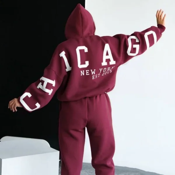 Luxury Women's Thick Cotton Oversized Hoodie Graphic Screen Print Hoodie High Quality Tracksuit Sweatpants and Hoodie Set
