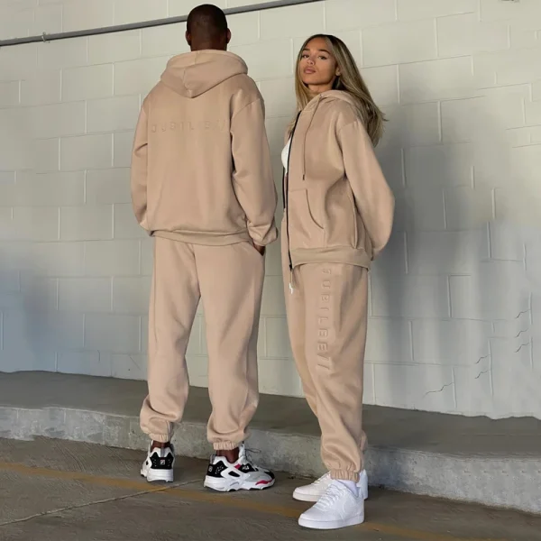 Men Women Oversized Joggers Set Unisex Sweatsuit Tracksuit Full Zip up Hoodies and Sweat Pants Set - Image 3
