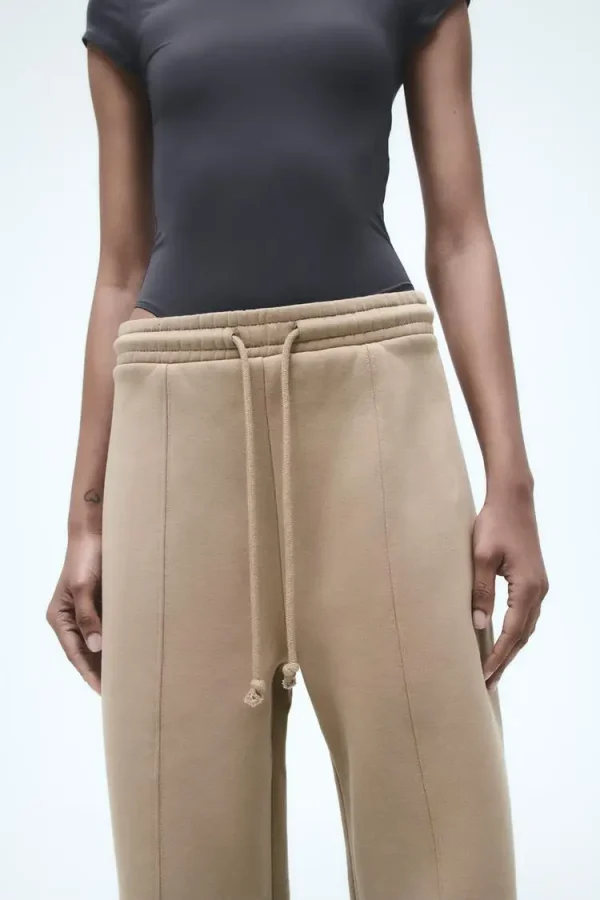 PLUSH Wide Jogger Pants for Women Cotton Jeans With High Waist Adjustable Elastic Drawstring Pronounced Seam Detail - Image 4