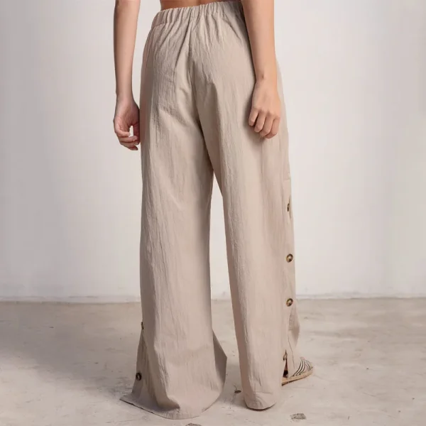 Women's Pants Trousers Summer Wide Leg Cotton Linen Palazzo Pants Baggy Loose Fit with Pockets - Image 2