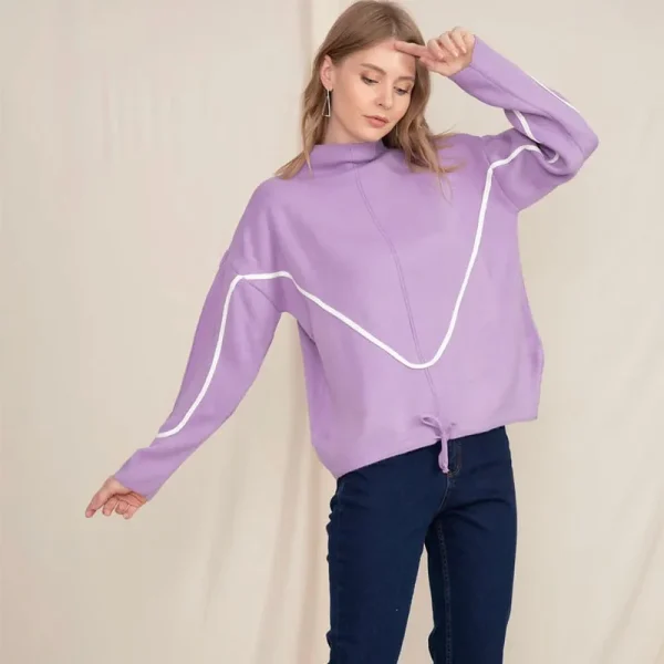Cotton Women Oversized Mock Neck Sweatshirt Streetwear Y2K Casual Long Sleeve Pullover Tops - Image 2