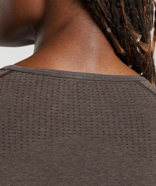 Women's Seamless Crop Tops Body Fit Slim Fit Long Sleeve Cropped Length Crew Neck Activewear - Image 4