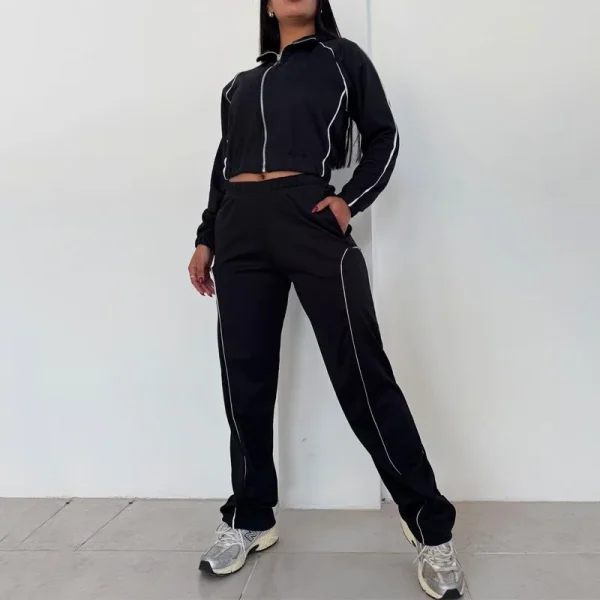Women Cotton Jogging Suit High Quality Sweatsuit Matching Sets Crop Hoodie Jogger 2 Piece Outfit Essentials Tracksuit - Image 3