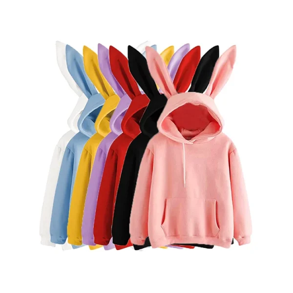Fall Winter Women Cute Bunny Ears Cotton  Long Sleeve Rabbit Ear Pullover Hoodie - Image 4