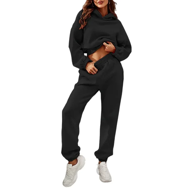 High Quality Female Fashion Tech Fleece Jogging Sweatsuit 100% Cotton Women Hoodies Sweatpants Sets for Winter - Image 4
