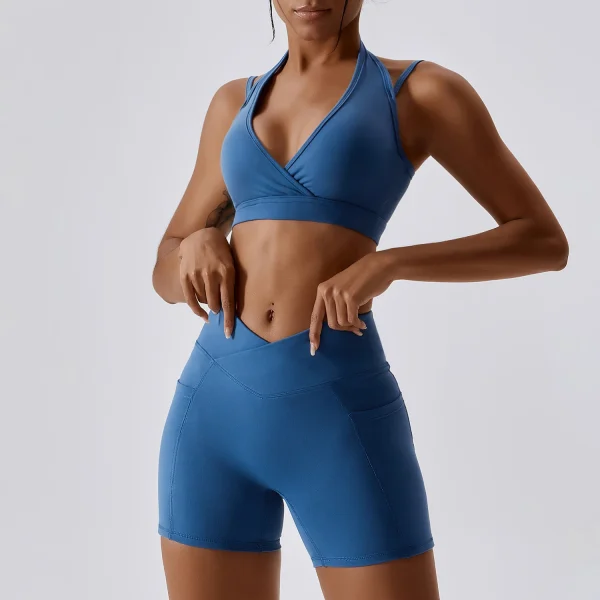 Cross Nude Feel Yoga Set 2 Pieces Set Breathable Skinny Running Suit Sports Back Shaping Workout Sweatsuit - Image 4
