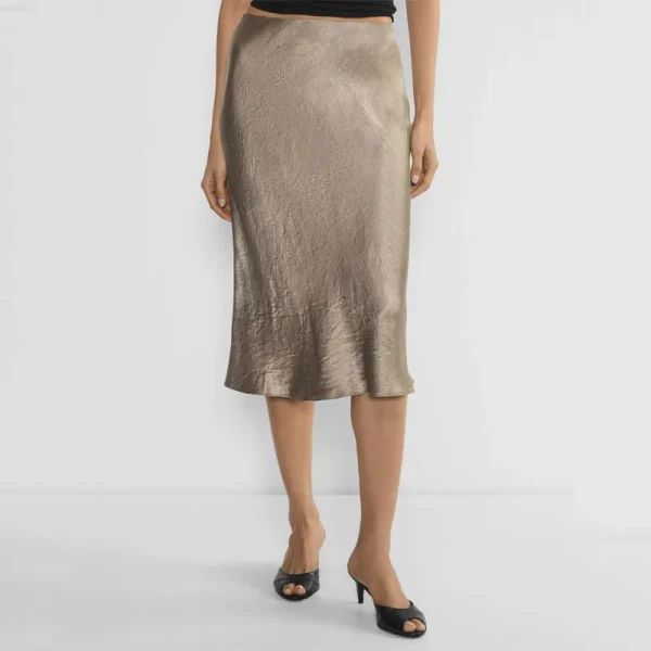 Women's Midi Satin Skirt Dressy Casual Summer High Waisted a Line Flowy Ruffle Elegant Party Skirts - Image 5