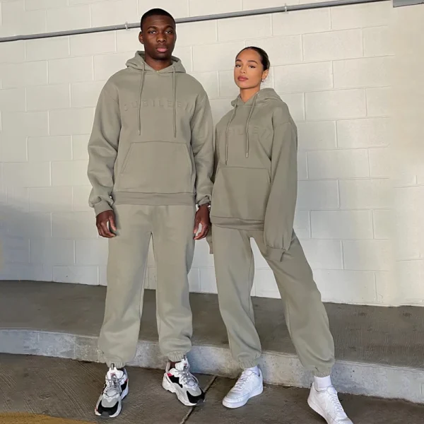 Tracksuit Cotton Tracksuits Oversized Unisex Joggers Suits Set Men Women Sweatpants and Hoodie 2 Piece Set - Image 6