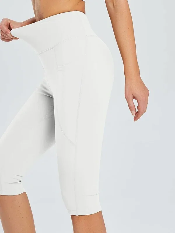 Women's Yoga Pants Side Pockets Butt Lift High Waist Yoga Fitness Gym Workout Capri Leggings - Image 2