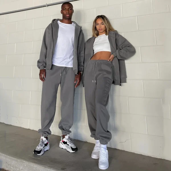 Men Women Oversized Joggers Set Unisex Sweatsuit Tracksuit Full Zip up Hoodies and Sweat Pants Set - Image 6