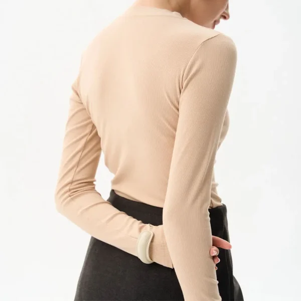 Womens Long Sleeve Crewneck Ribbed Knit Fitted Casual Tops Tee Lightweight Stretchy Slim Basic Shirts - Image 4