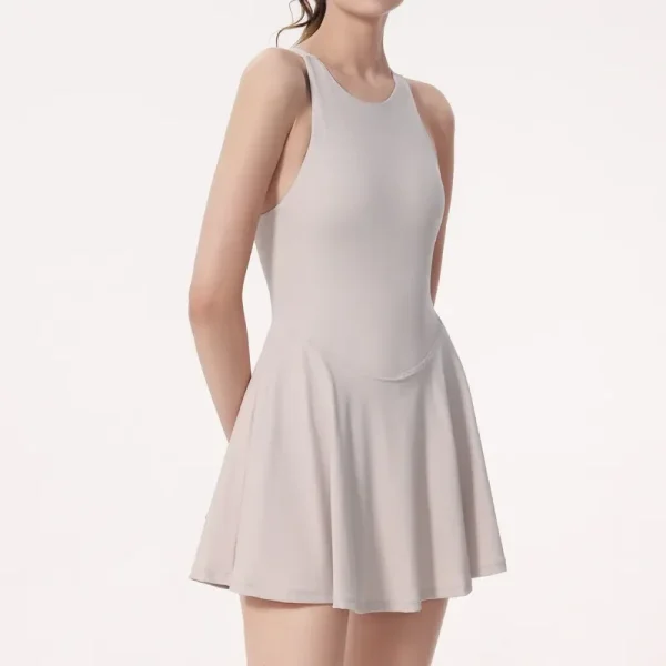 Dress Women Yoga Tennis Dress Outdoor Casual Sports Breathable Quick Dry Short Dress Skorts O-neck Romper - Image 3