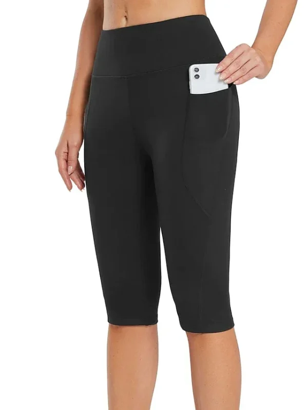 Women's Yoga Pants Side Pockets Butt Lift High Waist Yoga Fitness Gym Workout Capri Leggings - Image 4