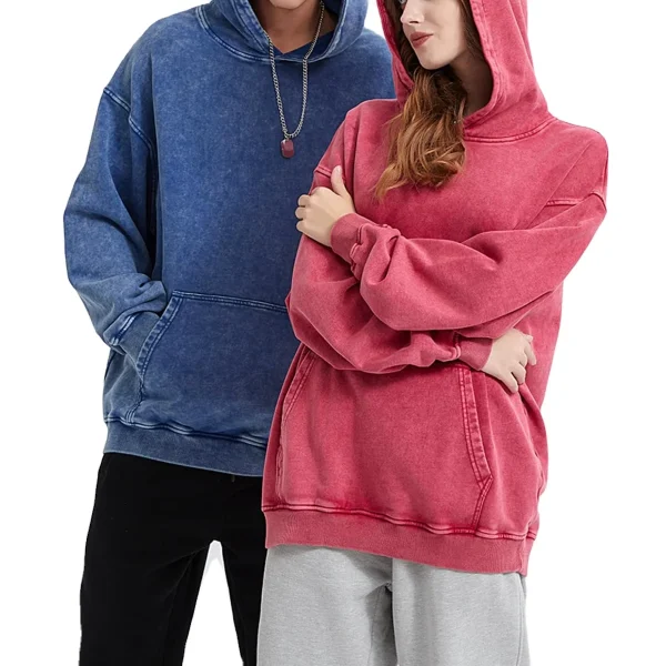 500gsm Heavy Plain Heavyweight Distress Oversized Blank Stone Acid Vintage Wash Hoodie Essentials Hoodie