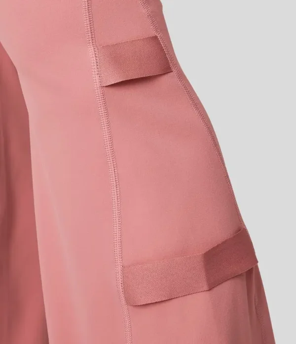 High Waisted Crossover Side Pocket Patchwork Flare Casual Pants Sweatpants Jogger Pants Stacked Sweatpants - Image 6