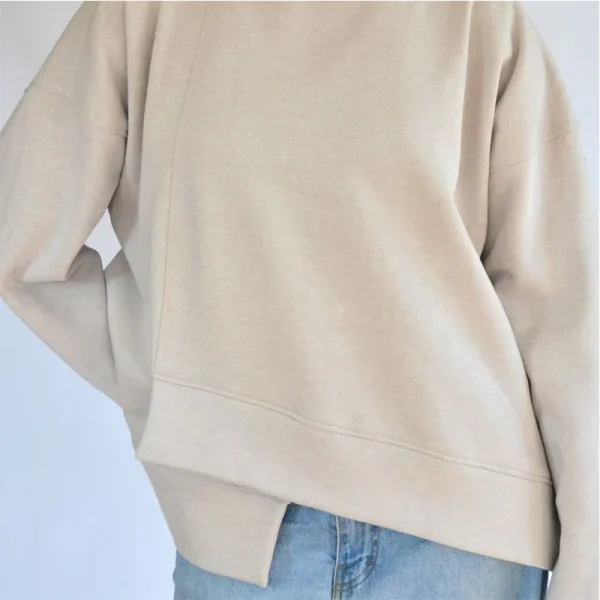 Essentials Women's Hoodies Sweatshirts High Collar Cotton Pullover Tops Oversized Dissymmetry Mock Neck Sweatshirt - Image 2