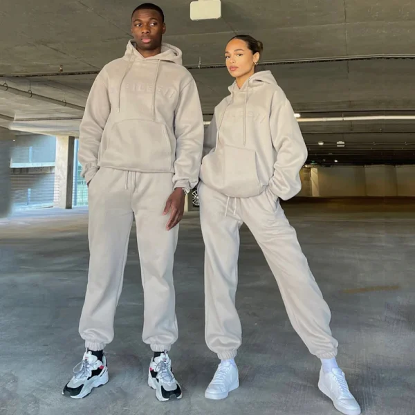 High Quality Unisex Heavyweight Sweatsuit Track Suit Sweatpants and Hoodie Set Women Men Sportswear Tracksuit - Image 4